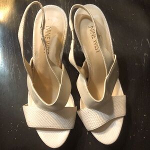 Nine West Cream Open Toe Heels